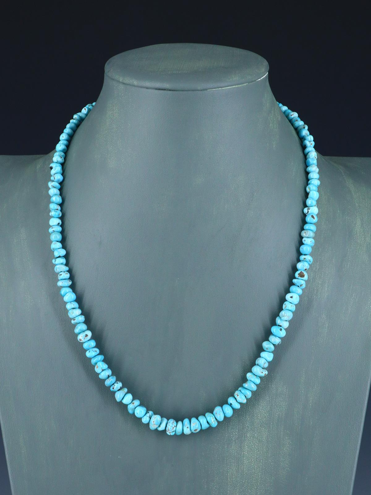 20" Navajo Single Strand Natural Lone Mountain Turquoise Necklace