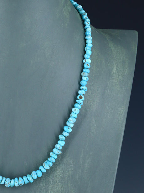 20" Navajo Single Strand Natural Lone Mountain Turquoise Necklace