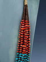 Bijoux amérindiens Collier à six brins turquoise et huître épineuse