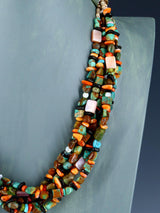 Native American Turquoise and Spiny Oyster Five Strand Necklace