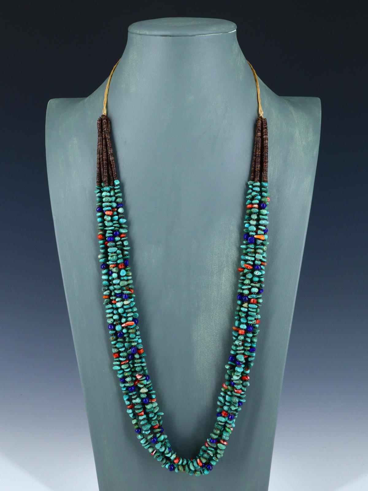 Native American Santo Domingo Turquoise and Spiny Oyster Necklace
