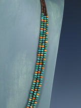 Native American Santo Domingo Turquoise and Spiny Oyster Necklace