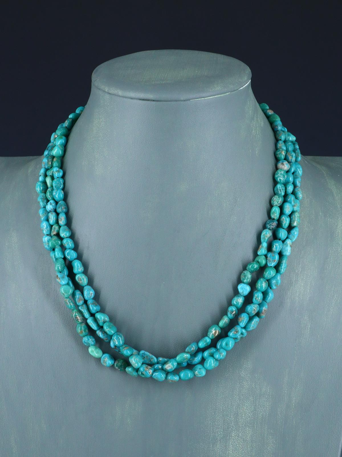 Collier amérindien Cloud Mountain Turquoise triple brin