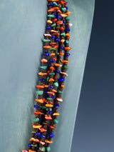 Native American Turquoise and Spiny Oyster Five Strand Necklace