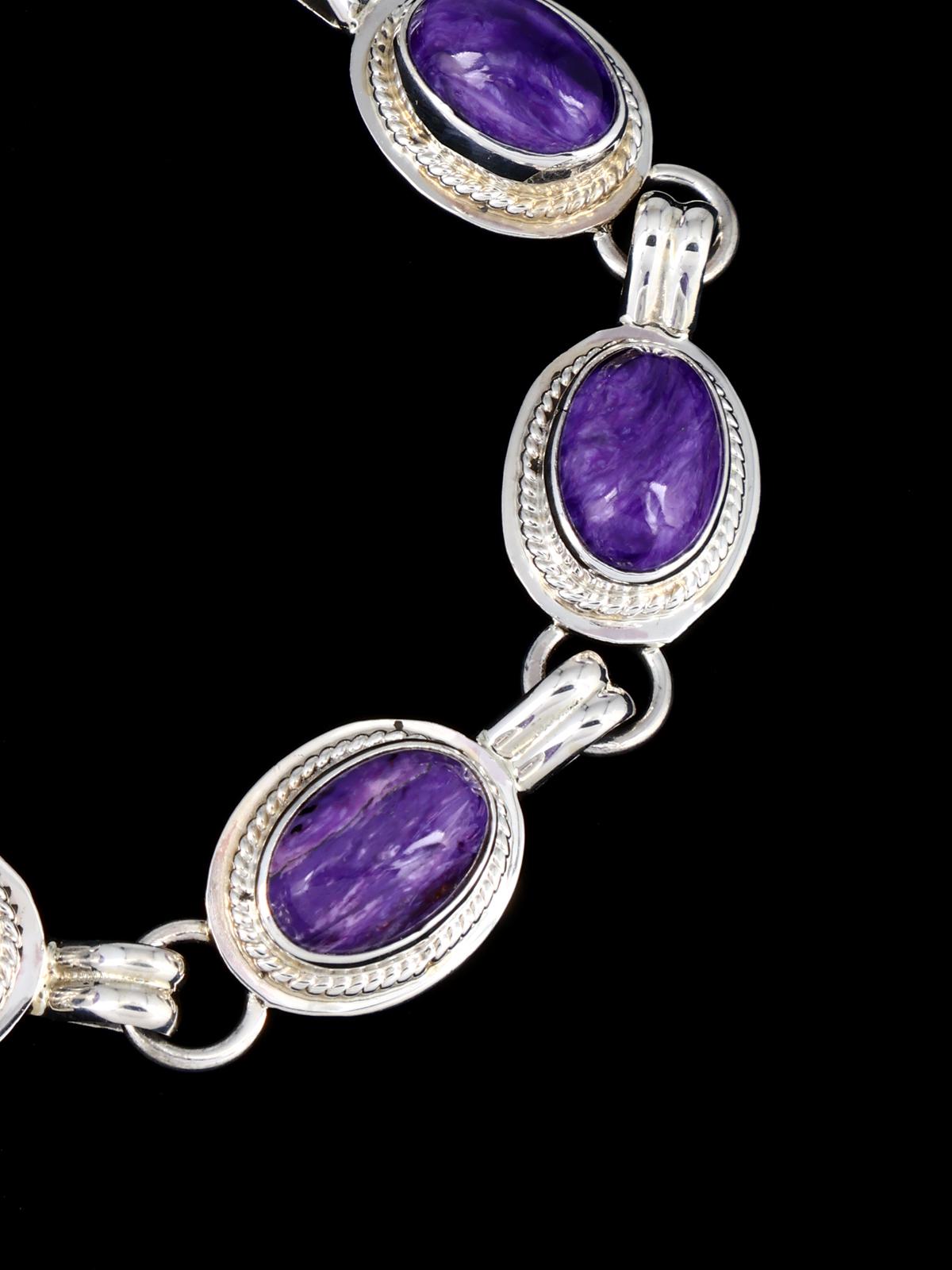 Native American Charoite Sterling Silver Link Bracelet