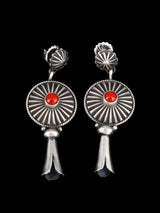 Juego de collar de flor de calabaza de ónix negro de plata de ley de nativos americanos