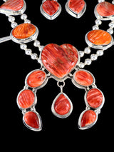 Juego de collar de flor de calabaza de ónix negro de plata de ley de nativos americanos