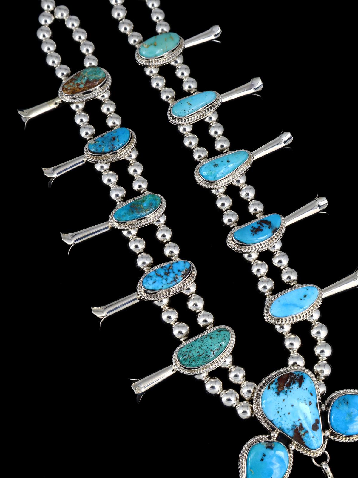 Ensemble de colliers amérindiens en argent sterling Kingman Turquoise Squash Blossom
