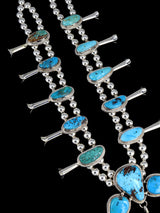 Ensemble de colliers amérindiens en argent sterling Kingman Turquoise Squash Blossom