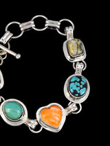 Native American Multistone Sterling Silver Link Bracelet