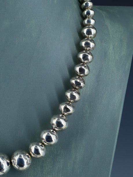 Native American Sterling Silver Navajo Beaded Necklace