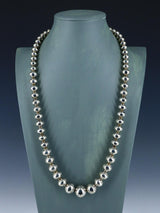 Collar de cuentas de perlas Navajo de plata de ley de nativos americanos