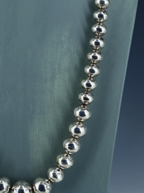Native American Sterling Silver Navajo Beaded Necklace
