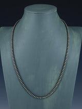 24" Navajo Jewelry Single Strand Sterling Silver Beaded Necklace - PuebloDirect.com