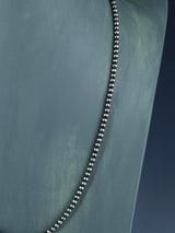 24" Navajo Jewelry Single Strand Sterling Silver Beaded Necklace - PuebloDirect.com