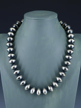 Collar con cuentas Navajo de plata de ley de joyería nativa americana de 16"