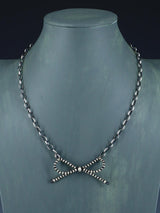 Collar de cuentas de plata de ley de una sola hebra de joyería Navajo de 19"