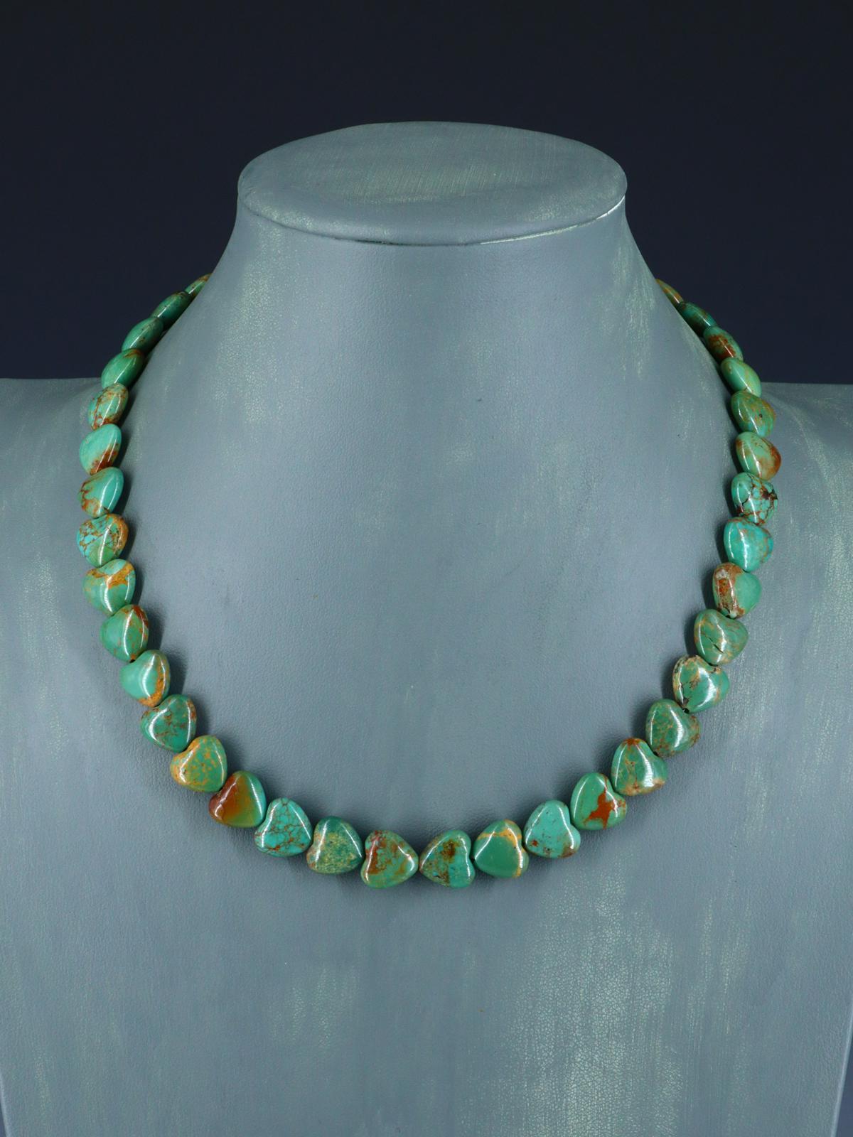 Navajo 18" Single Strand Turquoise Heart Necklace