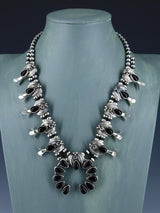 Collar de flor de calabaza de plata de ley Navajo Bumblebee Jasper