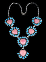Navajo Jewelry Collar Lariat de Concha Rosa y Príncipe Turquesa