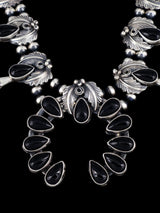 Collar de flor de calabaza de plata de ley Navajo Bumblebee Jasper