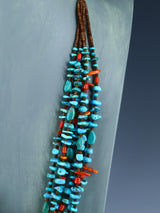Native American Santo Domingo Turquoise and Spiny Oyster Necklace