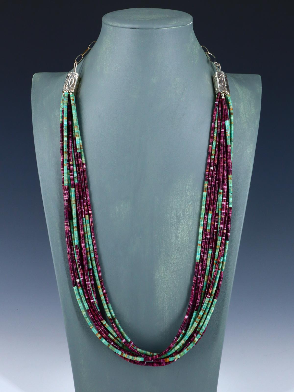 Sterling Silver Spiny Oyster and Turquoise Necklace