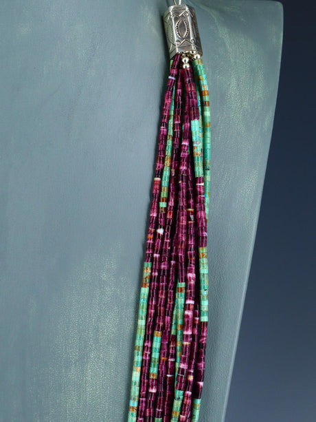 Sterling Silver Spiny Oyster and Turquoise Necklace