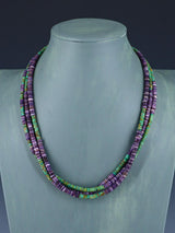 Collier ras de cou amérindien Heishi avec huître épineuse