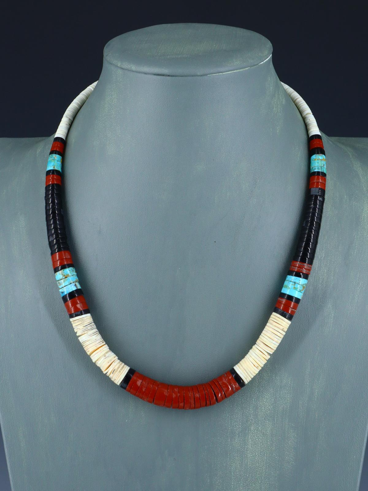 Santo Domingo Shell Heishi and Pipestone Necklace