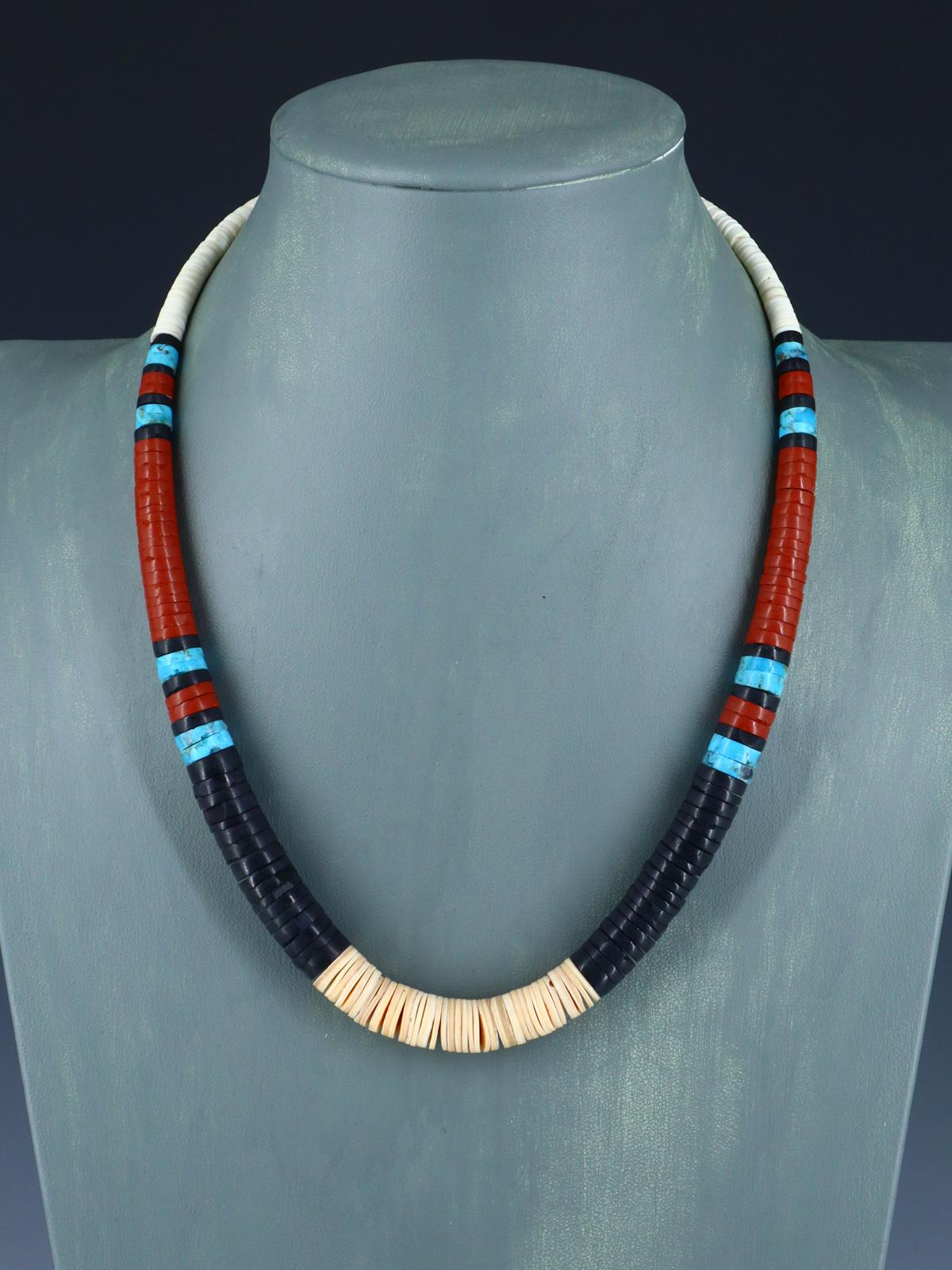 Santo Domingo Shell Heishi and Pipestone Necklace