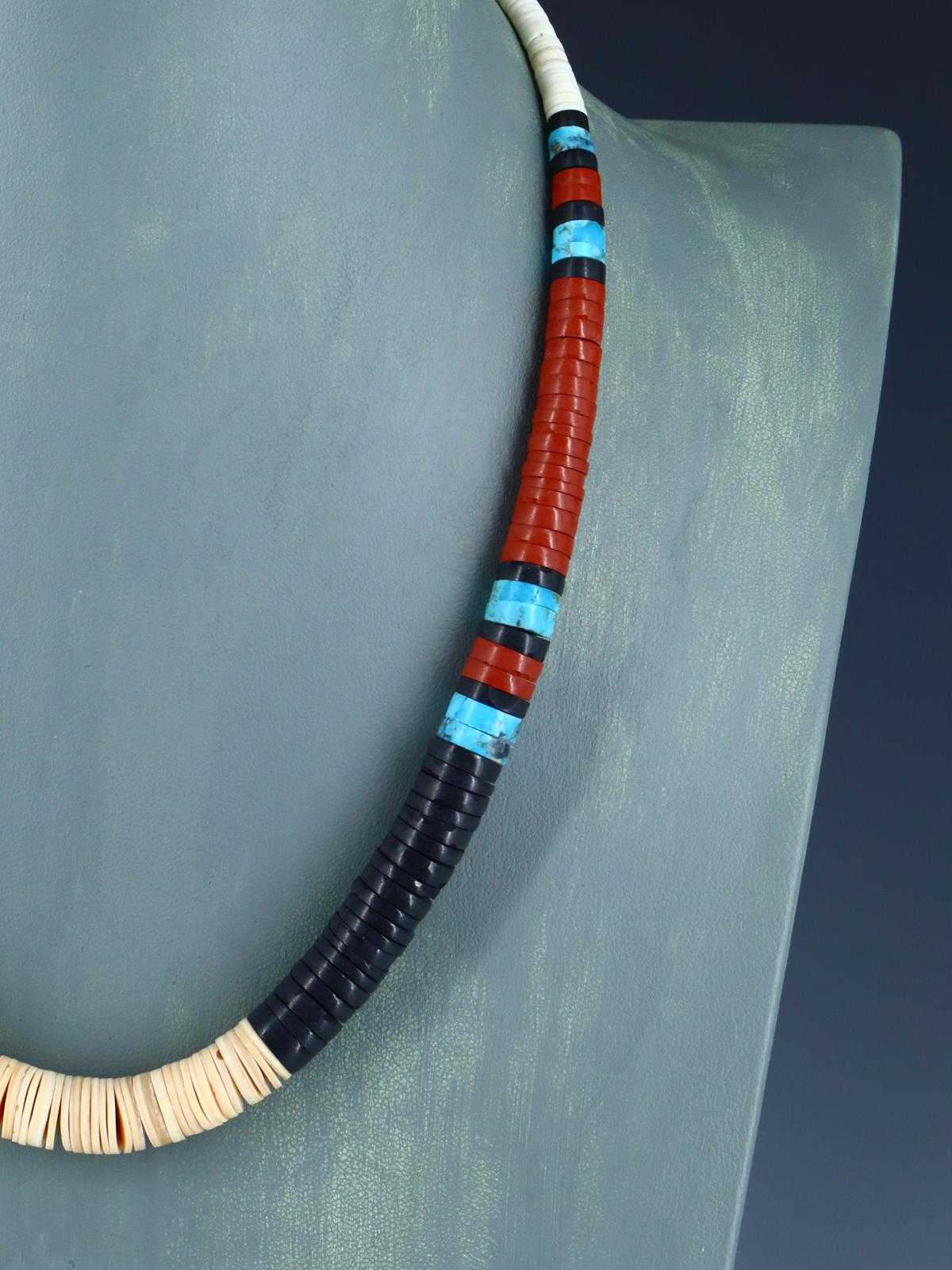 Santo Domingo Shell Heishi and Pipestone Necklace