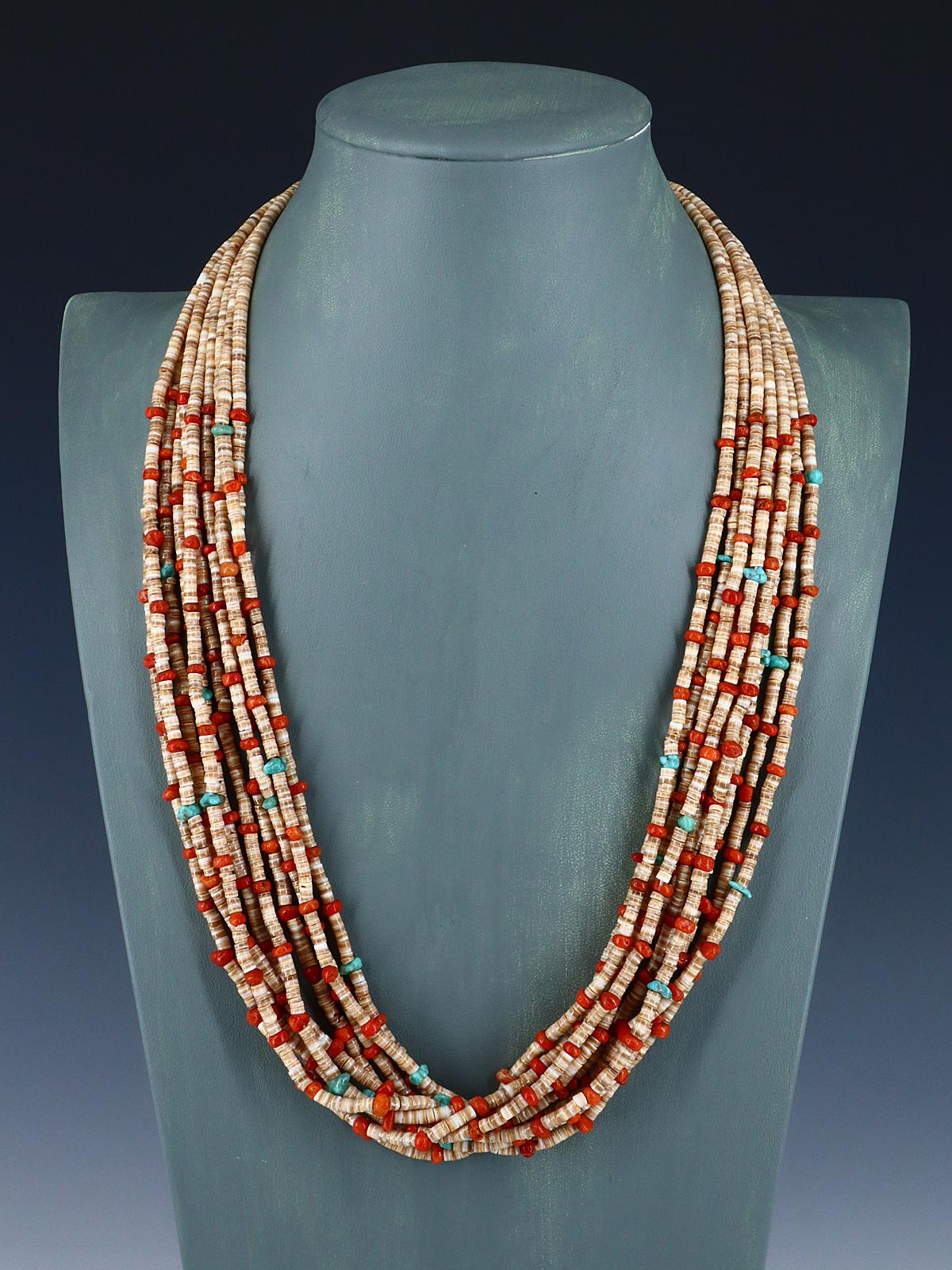 Native American Santo Domingo Shell Heishi Necklace