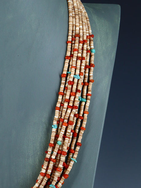 Native American Santo Domingo Shell Heishi Necklace