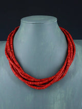 Native American Five Strand Apple Coral Necklace - PuebloDirect.com