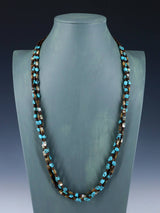 Native American Three Strand Turquoise and Abalone Necklace - PuebloDirect.com