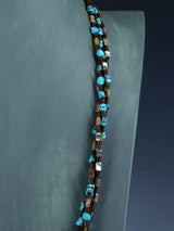Native American Three Strand Turquoise and Abalone Necklace - PuebloDirect.com