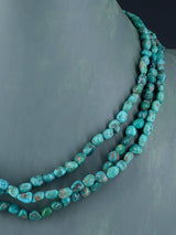 Native American Jewelry Three Strand Turquoise Necklace - PuebloDirect.com