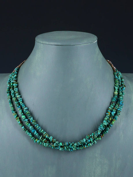 Native American Jewelry Three Strand Turquoise Necklace - PuebloDirect.com