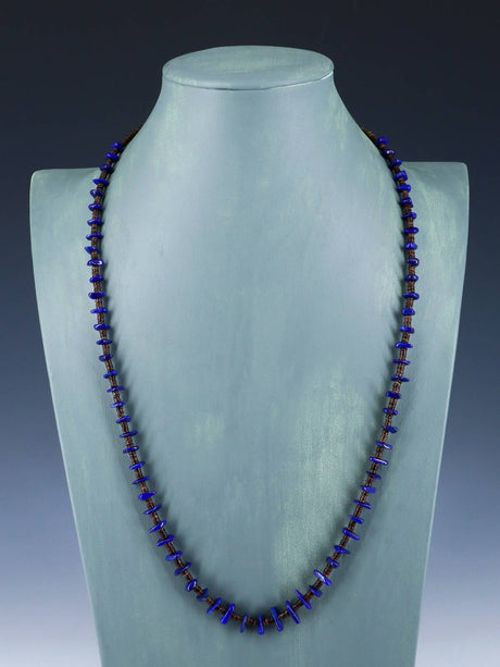 Native American Lapis and Heishi Single Strand Necklace - PuebloDirect.com