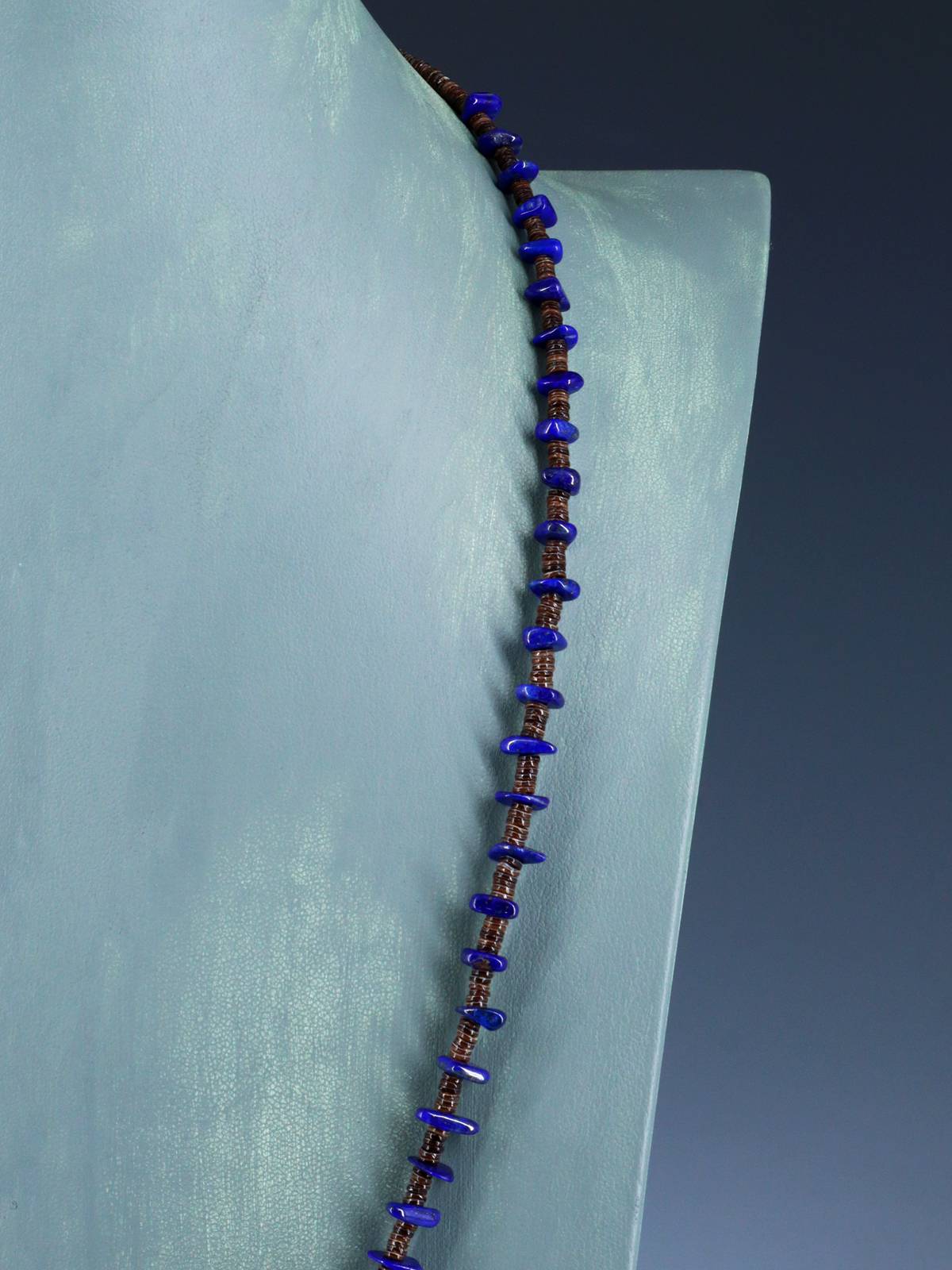 Native American Lapis and Heishi Single Strand Necklace - PuebloDirect.com
