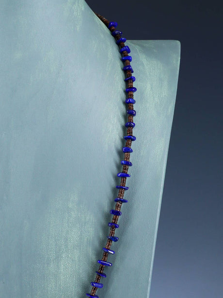 Native American Lapis and Heishi Single Strand Necklace - PuebloDirect.com
