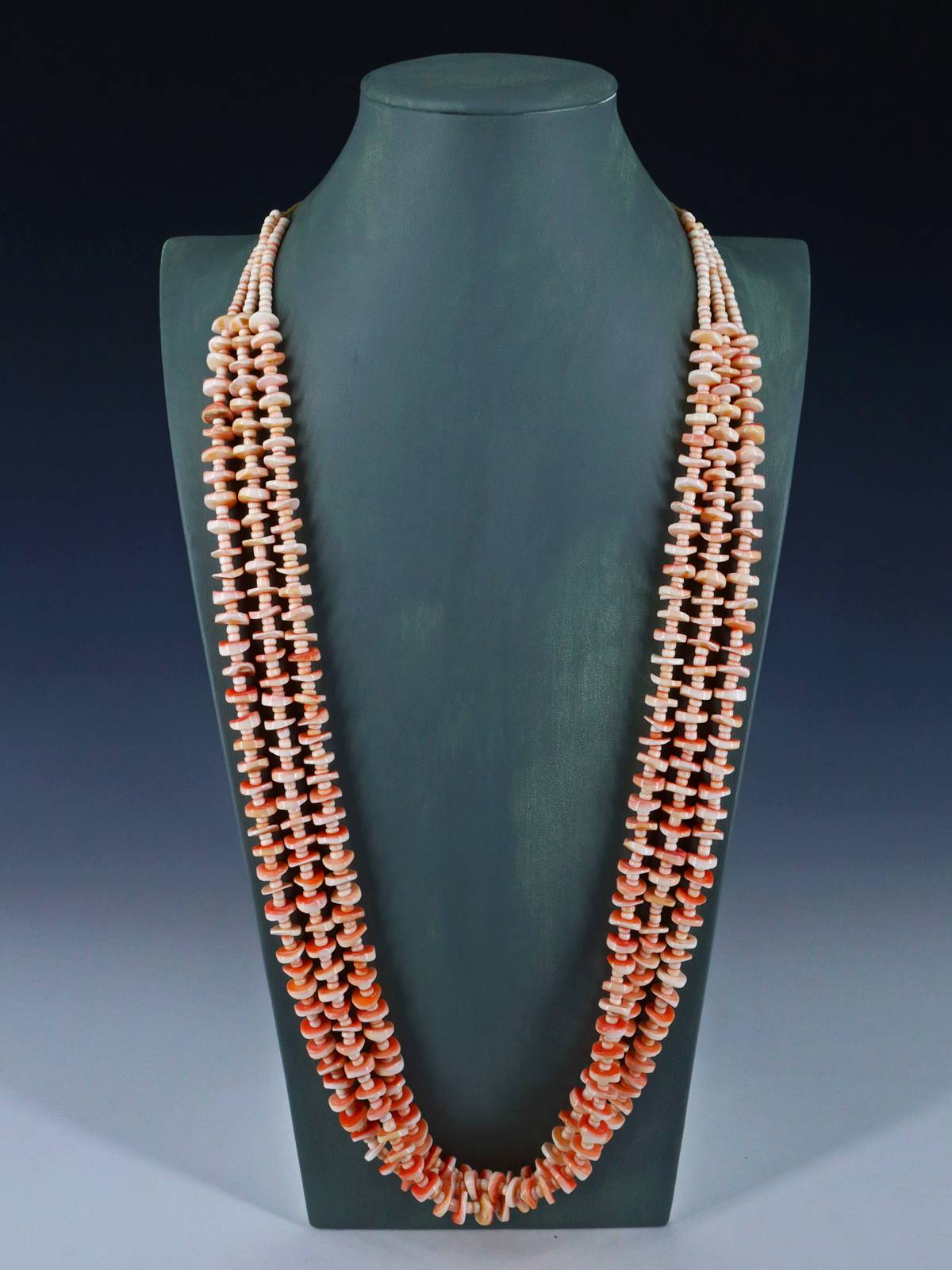 Native American Triple Strand Light Pink Shell Heishi Necklace - PuebloDirect.com