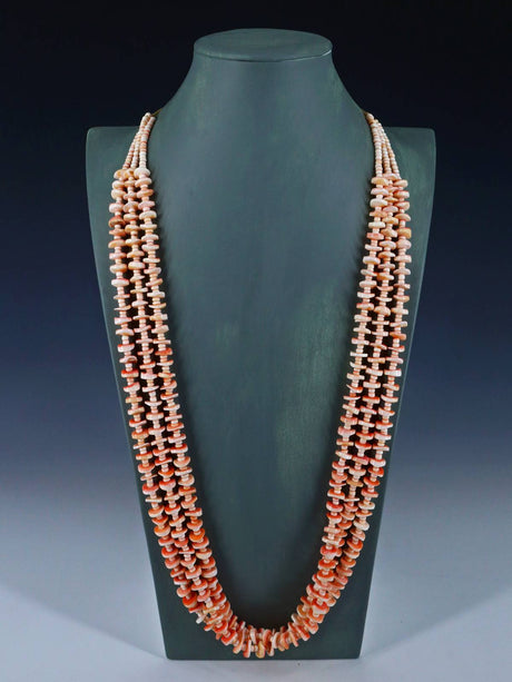 Native American Triple Strand Light Pink Shell Heishi Necklace - PuebloDirect.com