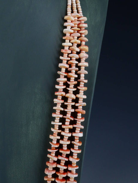 Native American Triple Strand Light Pink Shell Heishi Necklace - PuebloDirect.com