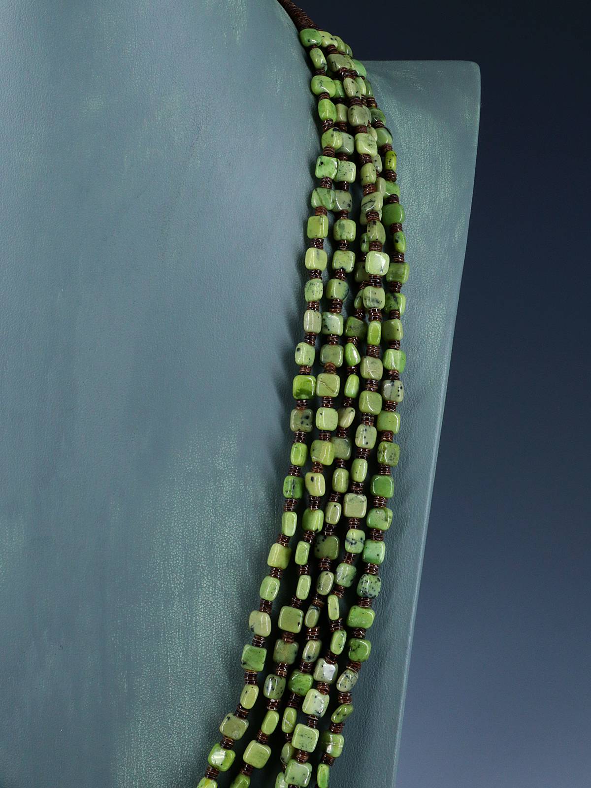 Five Strand Native American Serpentine and Heishi Necklace - PuebloDirect.com