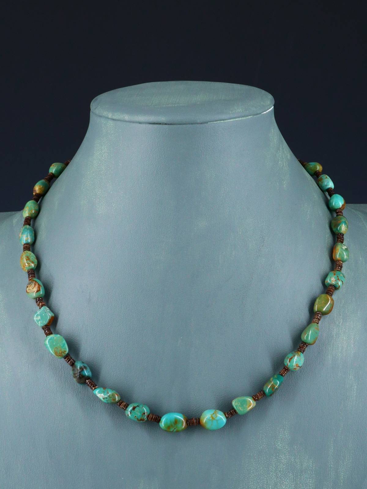 18" Native American Single Strand Turquoise and Heishi Necklace - PuebloDirect.com