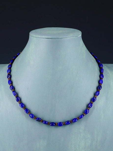 Native American Lapis and Heishi Single Strand Necklace - PuebloDirect.com