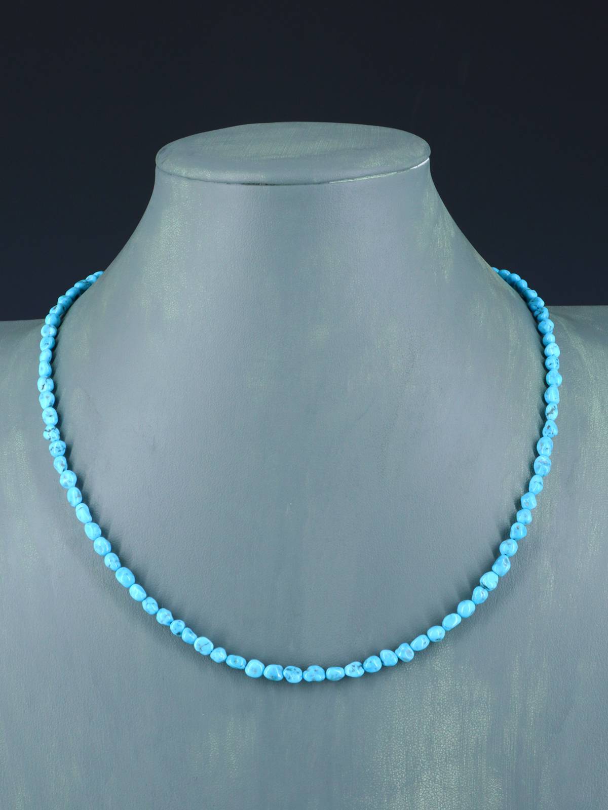 Native American Turquoise Beaded Single Strand Necklace - PuebloDirect.com