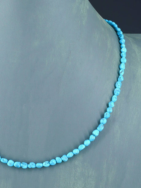Native American Turquoise Beaded Single Strand Necklace - PuebloDirect.com